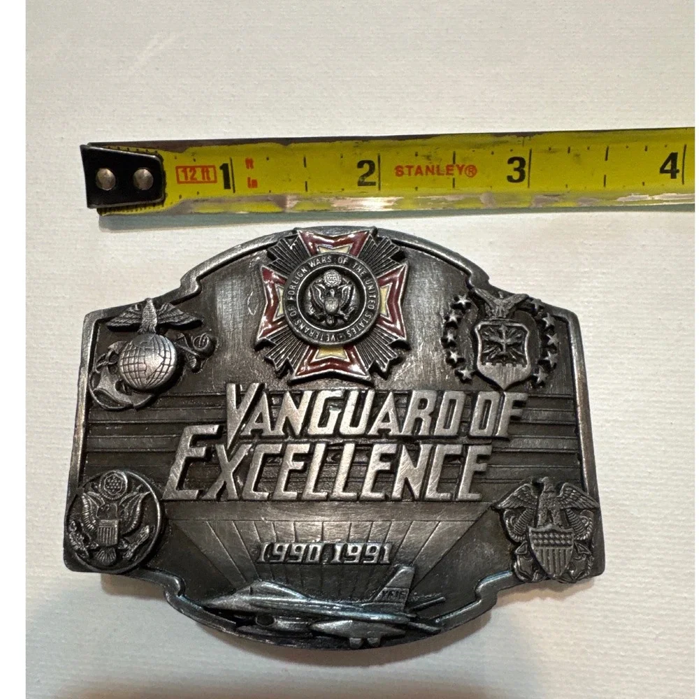 Siskiyou Belt Buckle Mens OS Silver Excellent VFW Vanguard of Excellence 1990&91